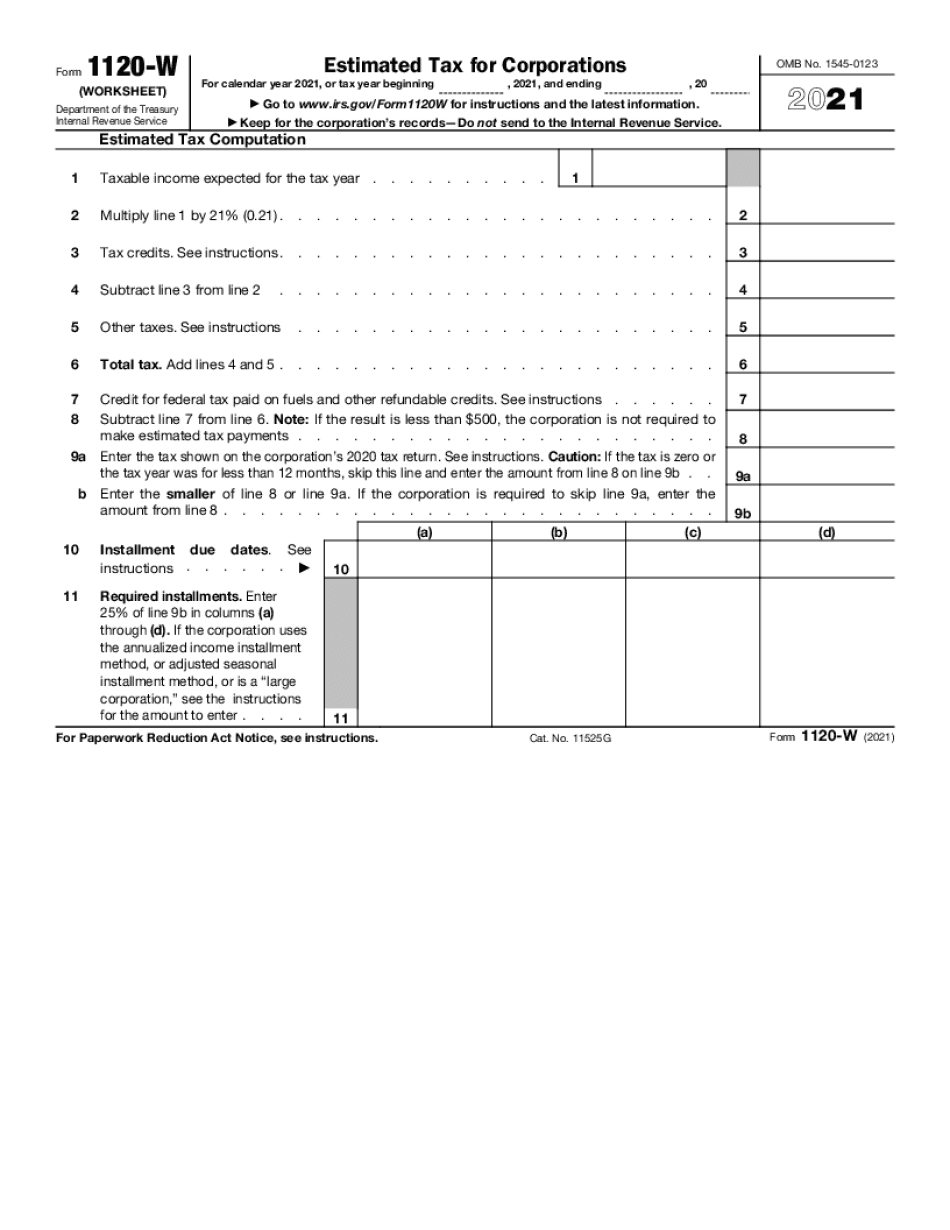 Password Protect Form 1120-W