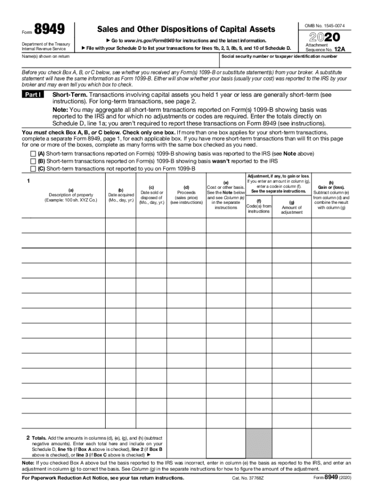 tax form 8949 for form