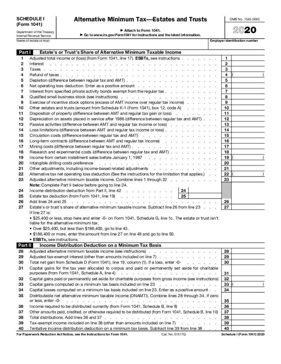 2020 Tax Rate Schedule 1041 Fill Online Printable Fillable Blank