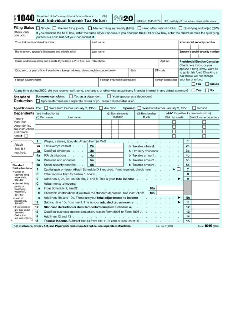 1040 form 2020 Preview on Page 1.
