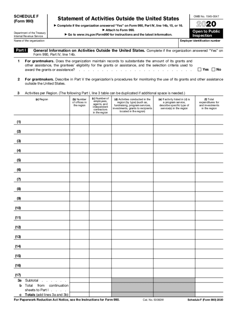 Irs Schedule F 2022 Irs 990 - Schedule F 2020-2022 - Fill Out Tax Template Online | Us Legal  Forms