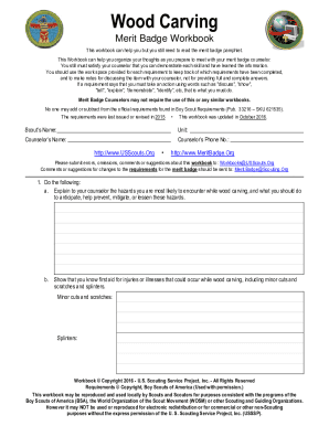 Wood Carving Merit Badge Worksheet - Fill Online, Printable, Fillable,  Blank | pdfFiller