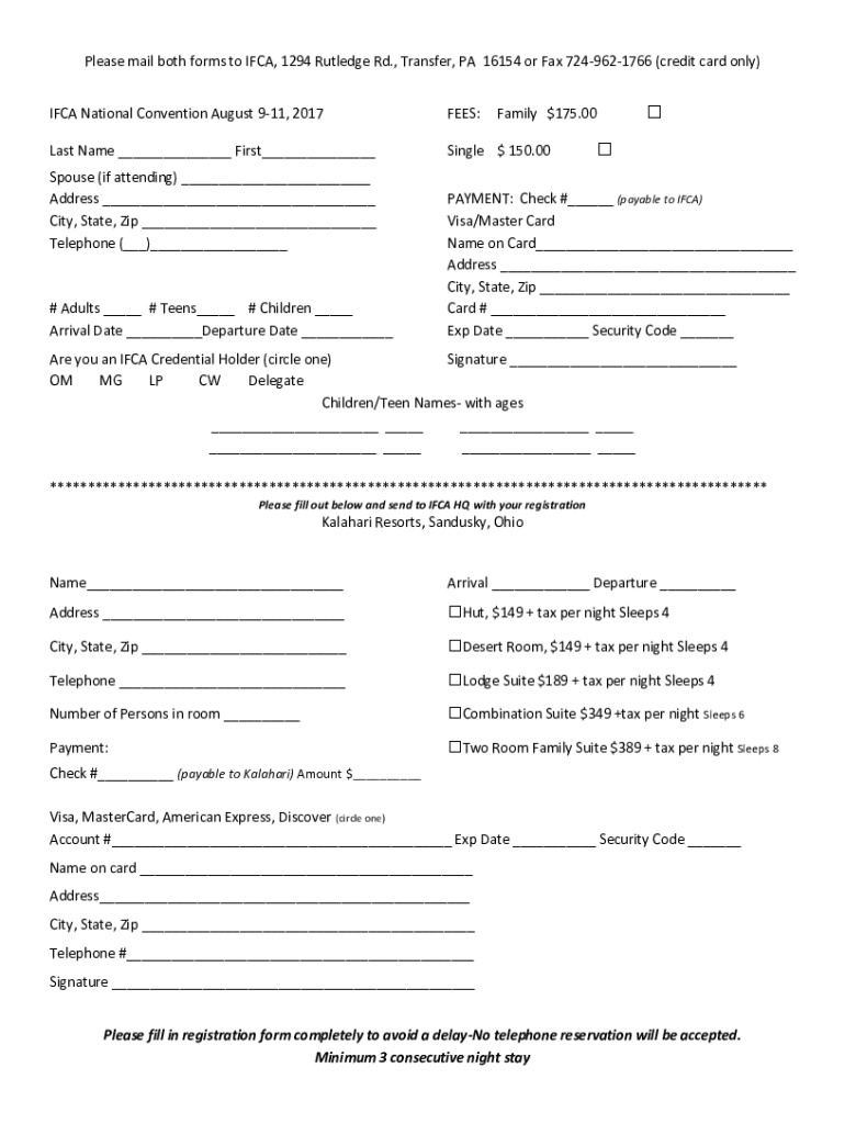 Fillable Online Please mail both forms to IFCA, 1294 Rutledge Rd
