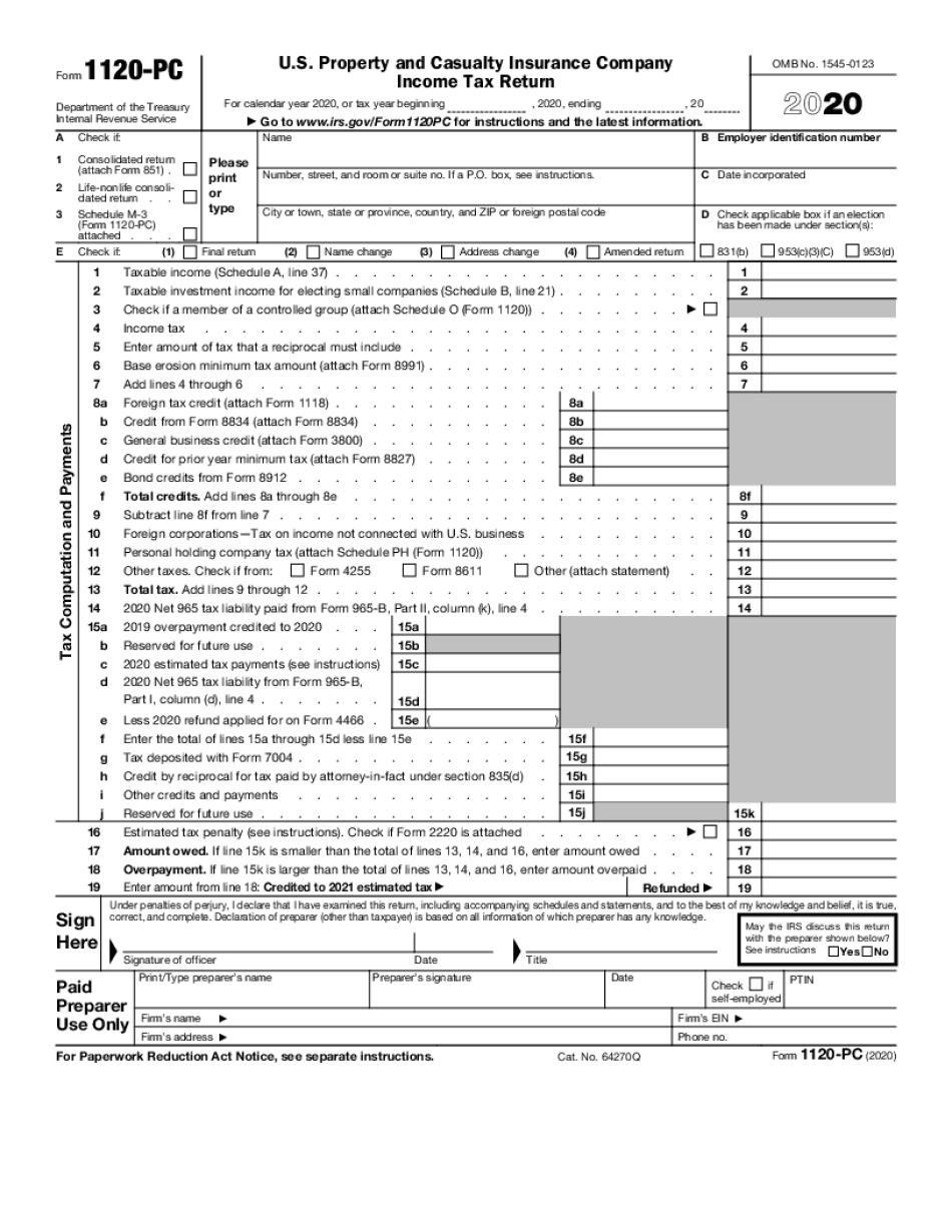 form 1120 pc 2017 - Fill Online, Printable, Fillable Blank | form-1120