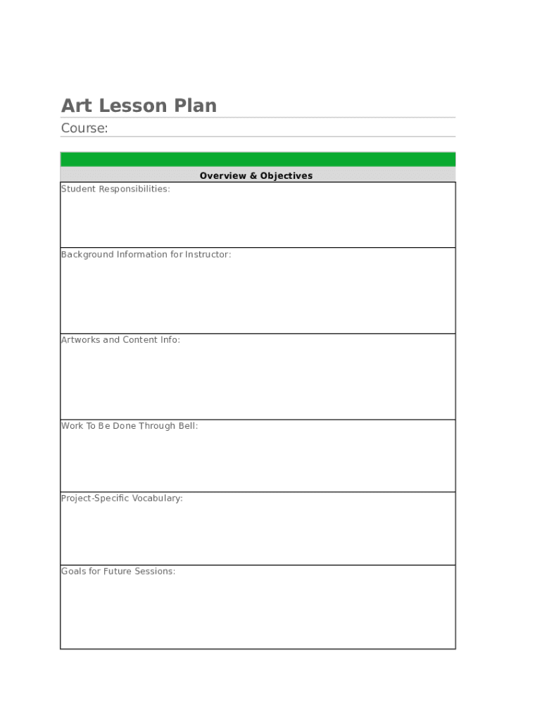 Art Lesson Plan Fill Online, Printable, Fillable, Blank pdfFiller