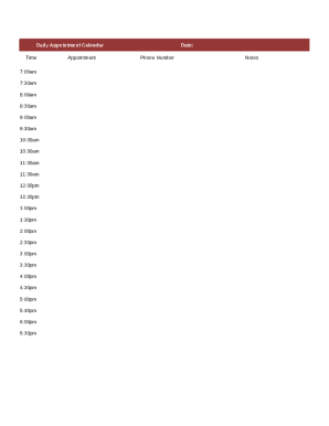 daily appointment calendar