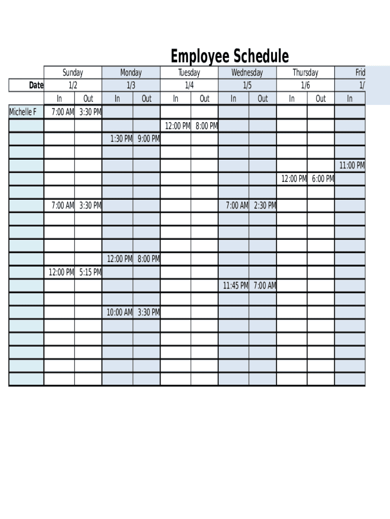 free printable work schedule fill and sign printable template online us legal forms
