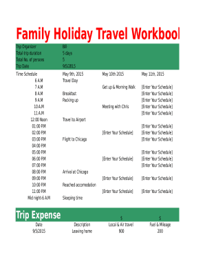 Family Holiday Travel Workbook