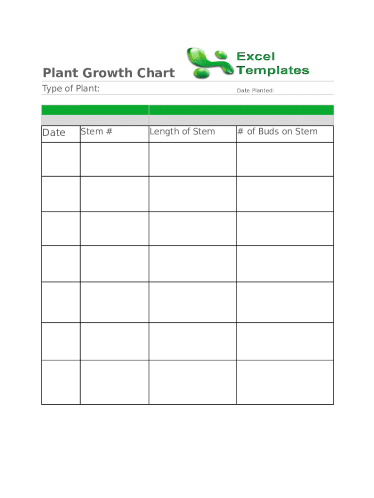 Plant Growth Chart Fill Online, Printable, Fillable, Blank pdfFiller