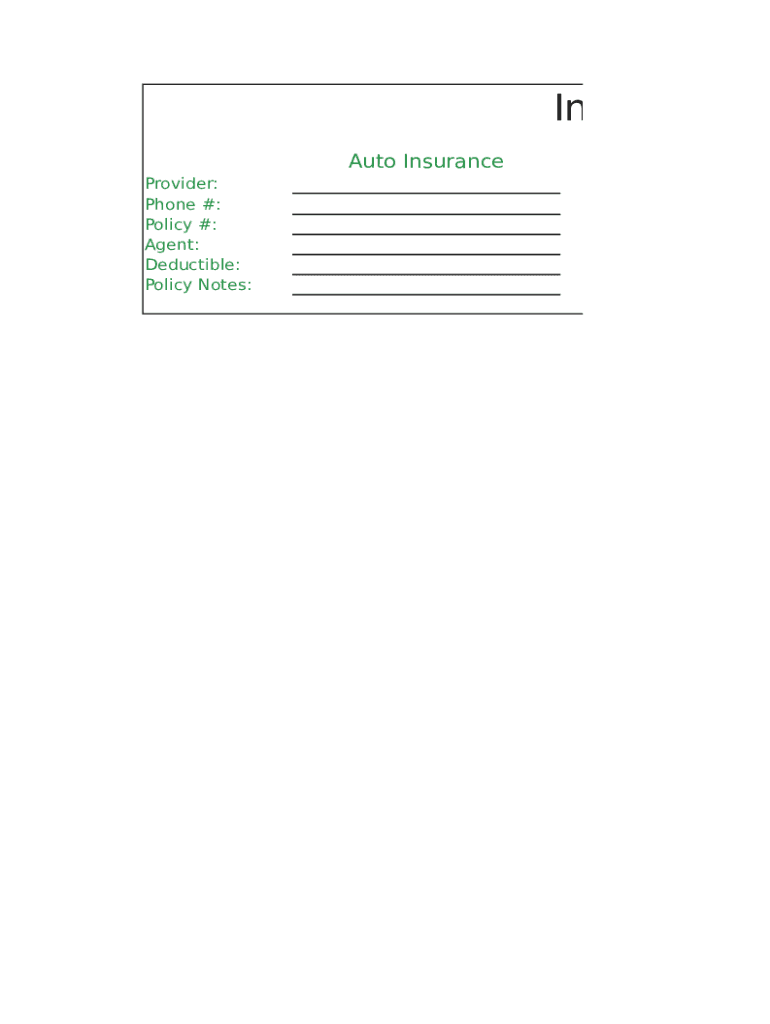 Et Insurance Policies List - Blank Fillable Template | Fill Out, Print ...