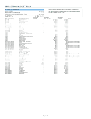 Budget plan excel