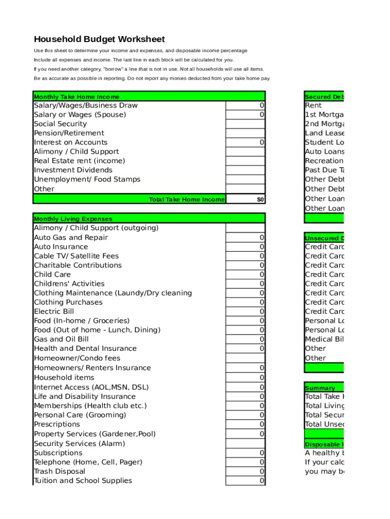 Family Budget With Notes in Excel