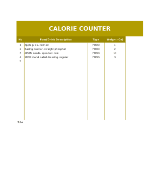 Calorie Counter Template