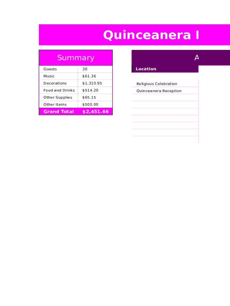 quinceanera event planner fill and sign printable template online us legal forms