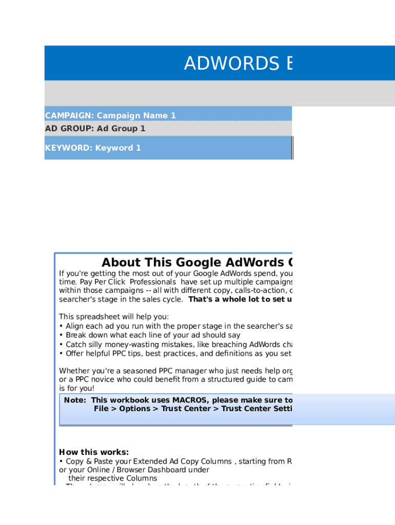 Adwords Campaign Template - Fill and Sign Printable Template Online ...