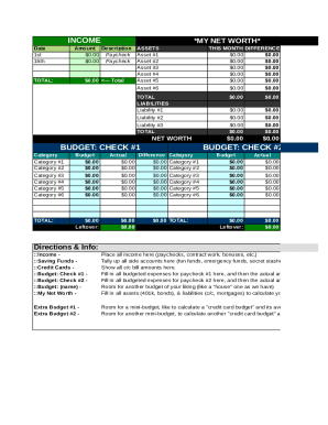 personal finance form