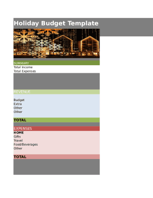 Holiday Budget Template Sheet