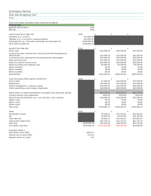 Web Site Budgeting Tool