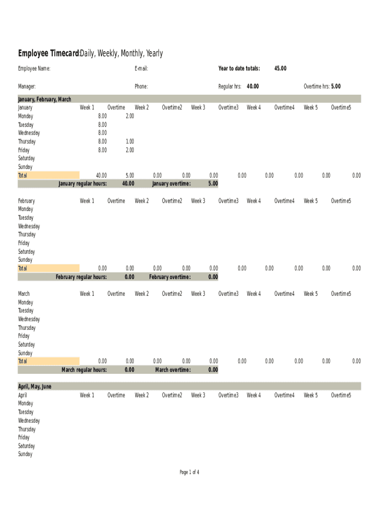 Employee Monthly Timesheet - Fill Online, Printable, Fillable, Blank ...