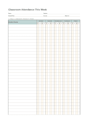 class attendance template sheet