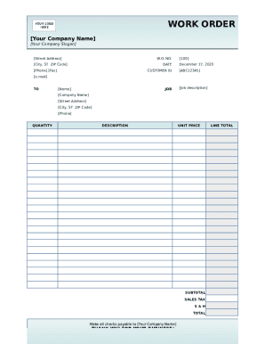 work order template form