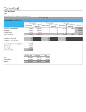 reconciliation template sheet