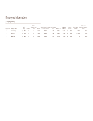 employee template excel