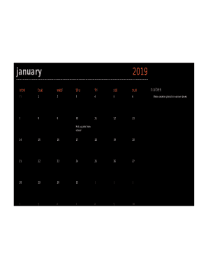 2019 Full Year Calendar