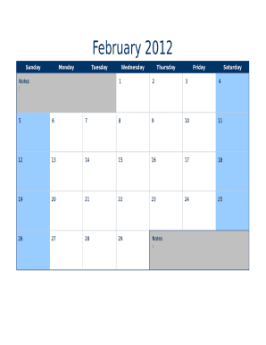 February Monthly Calendar