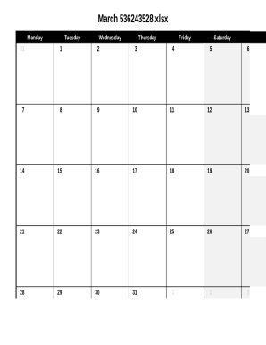 March Monthly Calendar