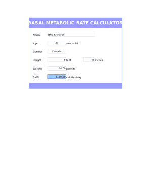 Basal Metabolic Rate alculator