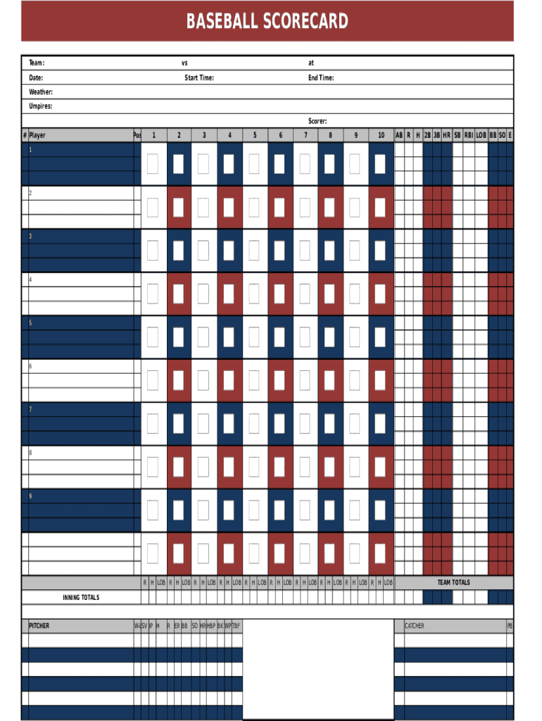 Baseball Excel Templates Form