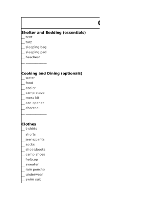 camping sheet sign form