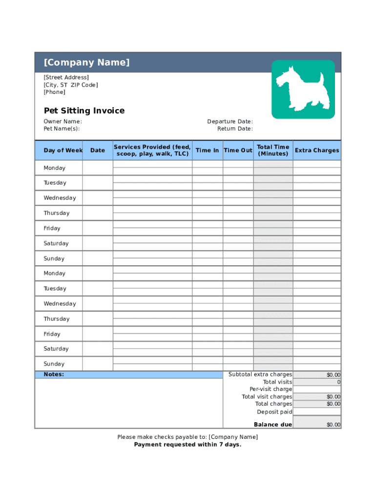 Pet Sitting Template Form Fill Online, Printable, Fillable, Blank