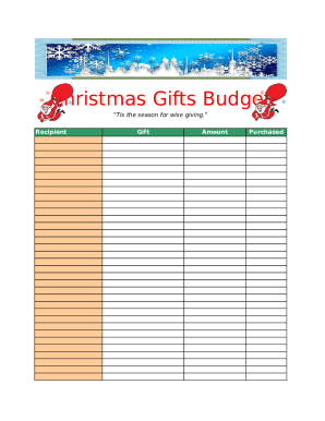 Christmas Gifts Budget