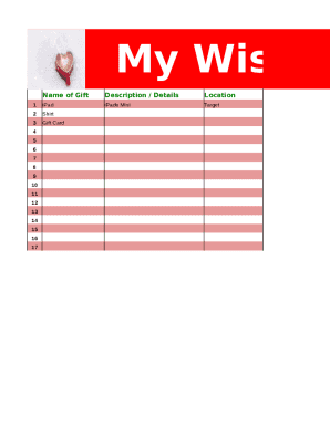 wish list printable form