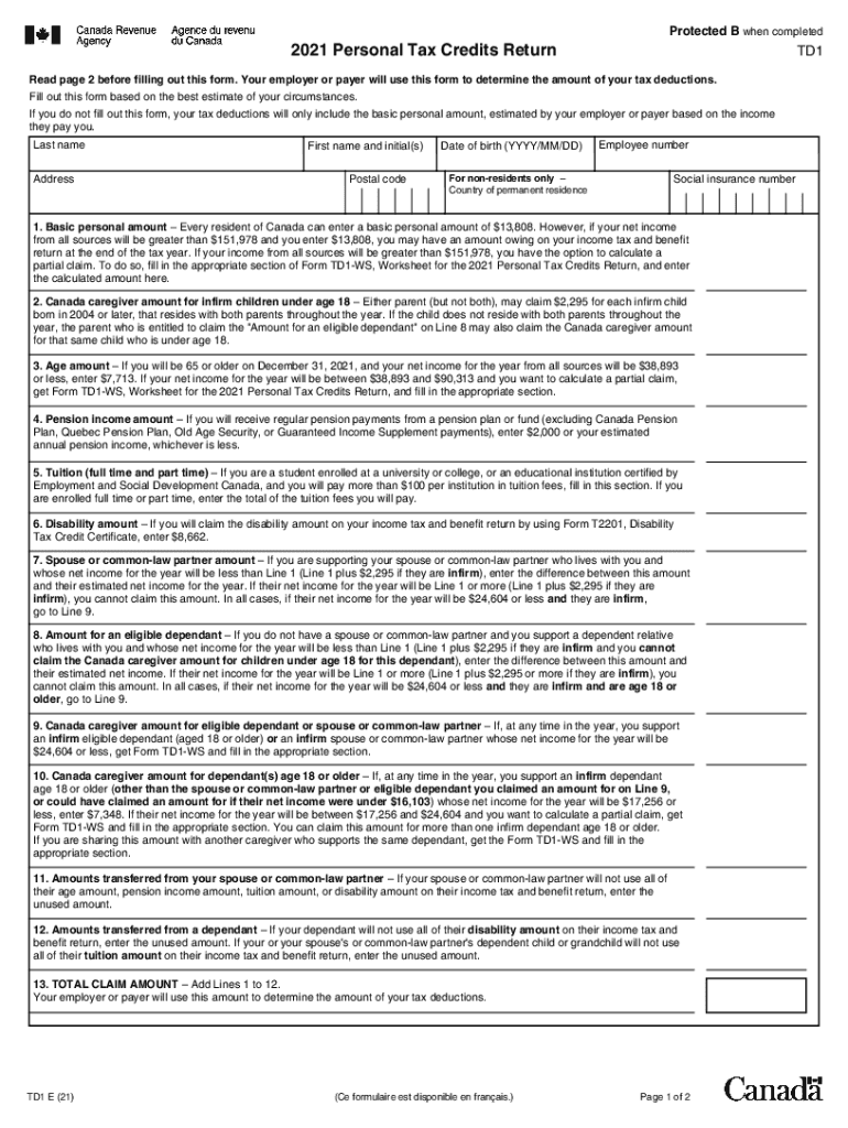 Td1 Fill Out Sign Online DocHub