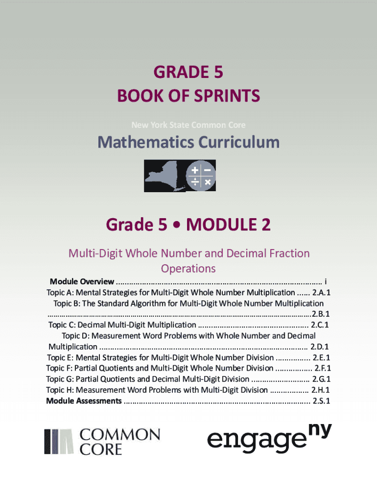 Fillable Online GRADE 5 BOOK OF SPRINTS Grade 5 MODULE 2 Fax Email ...