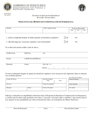 Puerto Rico Emergency Compensation Benefits Application