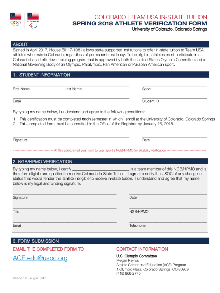 Fillable Online Olympic Athlete Certificate Form - Office of the ...