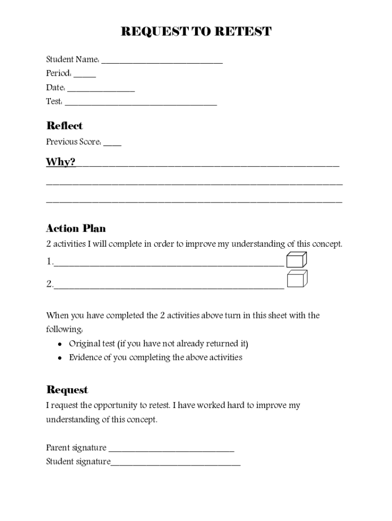 Request To Retest Fill and Sign