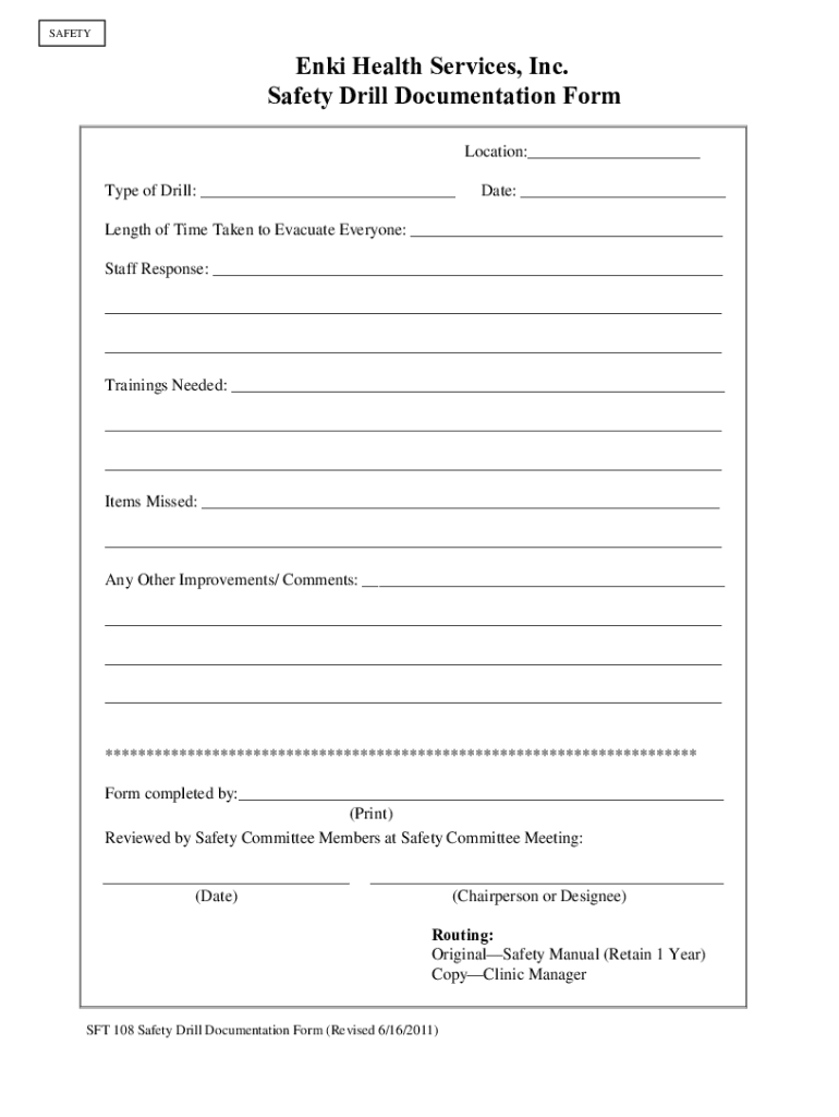 Fillable Online Safety Drill Documentation Form Fax Email Print pdfFiller