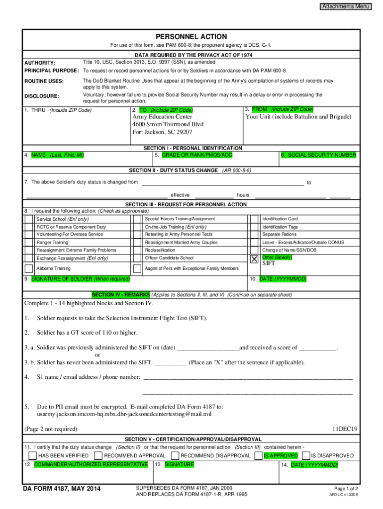 Fillable Online SIFT sample DA 4187 - GoArmyEd Fax Email Print - pdfFiller fillable-online-sift-sample-da-4187-goarmyed-fax-email-print-pdffiller