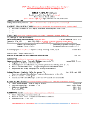 utsa college of business sample resume template - Template.net