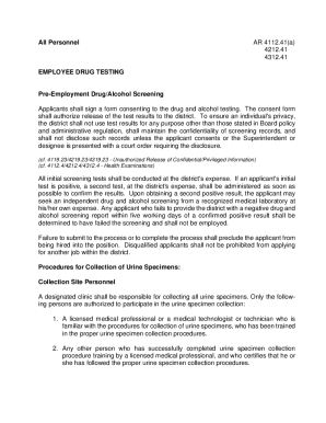 EMPLOYEE DRUG TESTING Pre-Employment Drug/Alcohol Screening