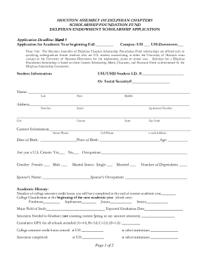 Fillable Online My Application is for Academic Year: Campus: UH Main UH-Downdown Fax Email Print ...