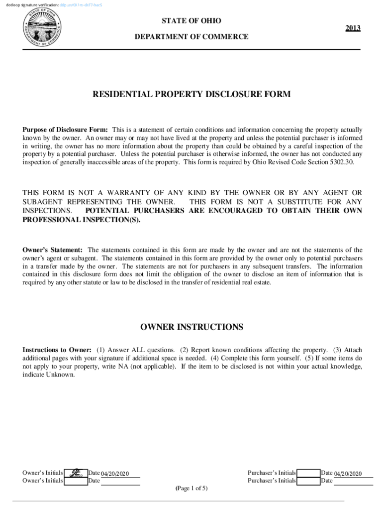 Fillable Online residential property disclosure form owner