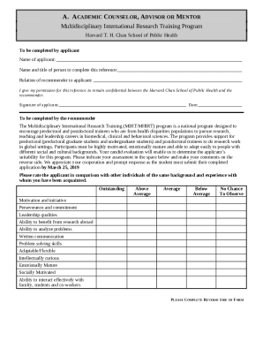 Recommendation Form C. Employer or Personal Reference