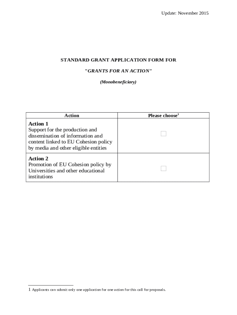 STANDARD GRANT APPLICATION ec.europa.eu ec europa Doc Template