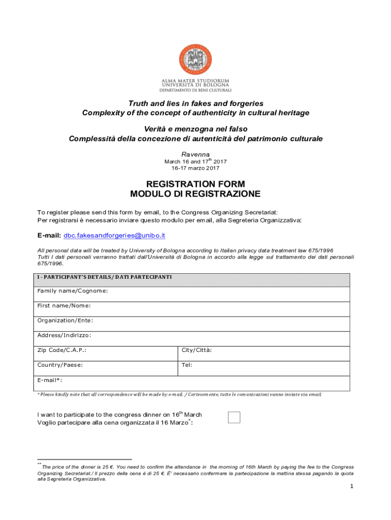 Fillable Online registration form - modulo registrazione Fax Email ...